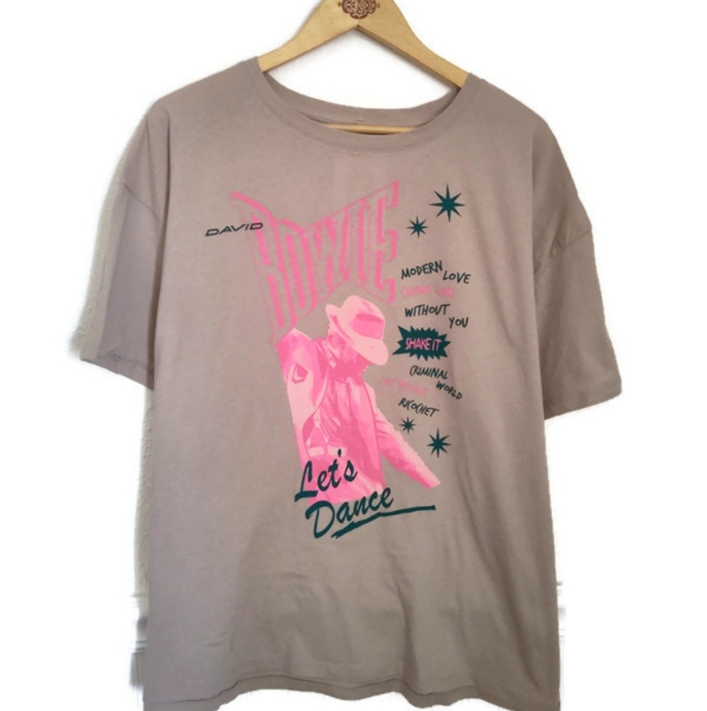 David Bowie New! Size XL Cotton Tee " Lets Dance"